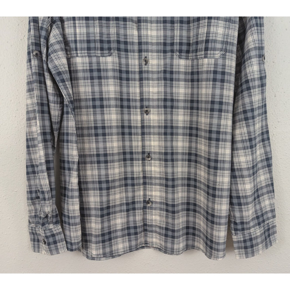 New Alesbury sz L Tall Shirt plaid blues & white buttons up long sleeves 4528 - Picture 3 of 6